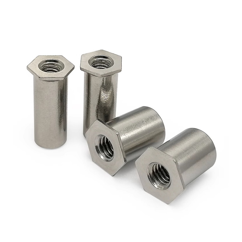 Hardened stainless steel hexagonal rivet nut column