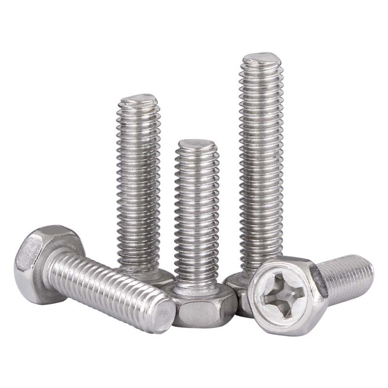 Nag -recess ang cross ng hexagon bolts na may indentation