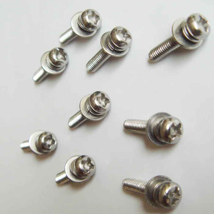 Cross recessed pan head screws at plain washers asemble