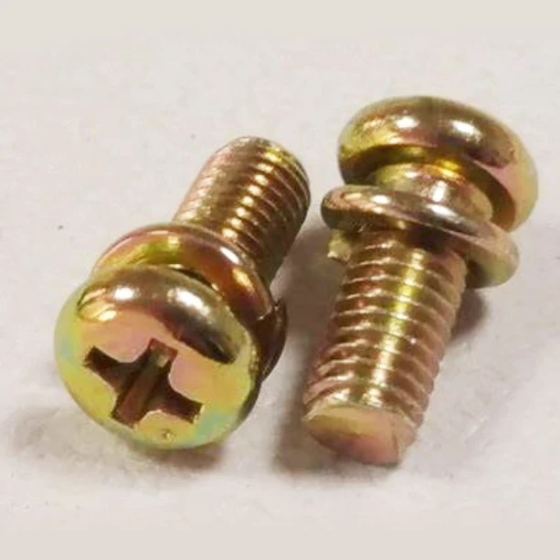 Cross recessed pan head screws at spring washers asemble