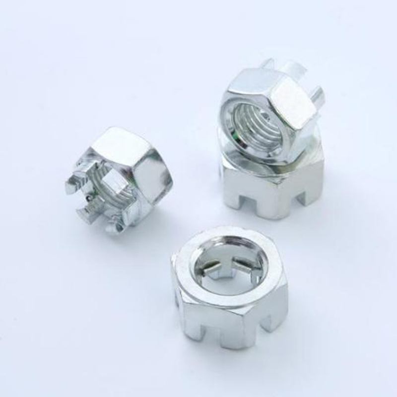 Metric slotted hex nuts